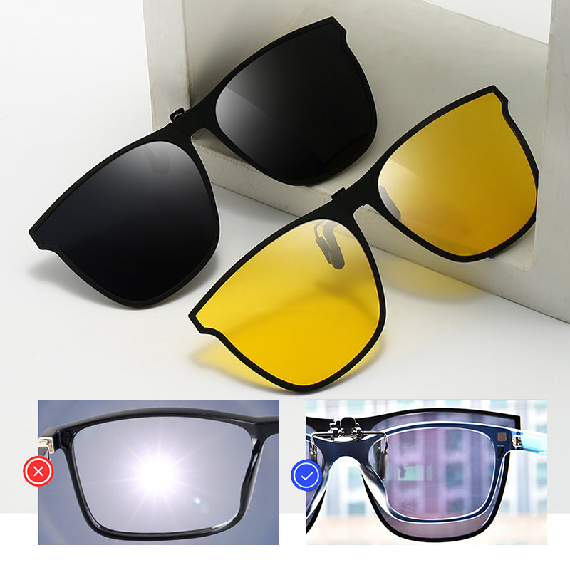 Polarising clip-on sunglasses for glasses wearers – Felix