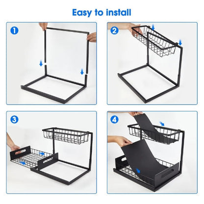 2-Tier Under Sink Sliding Cabinet Organiser – Arlo
