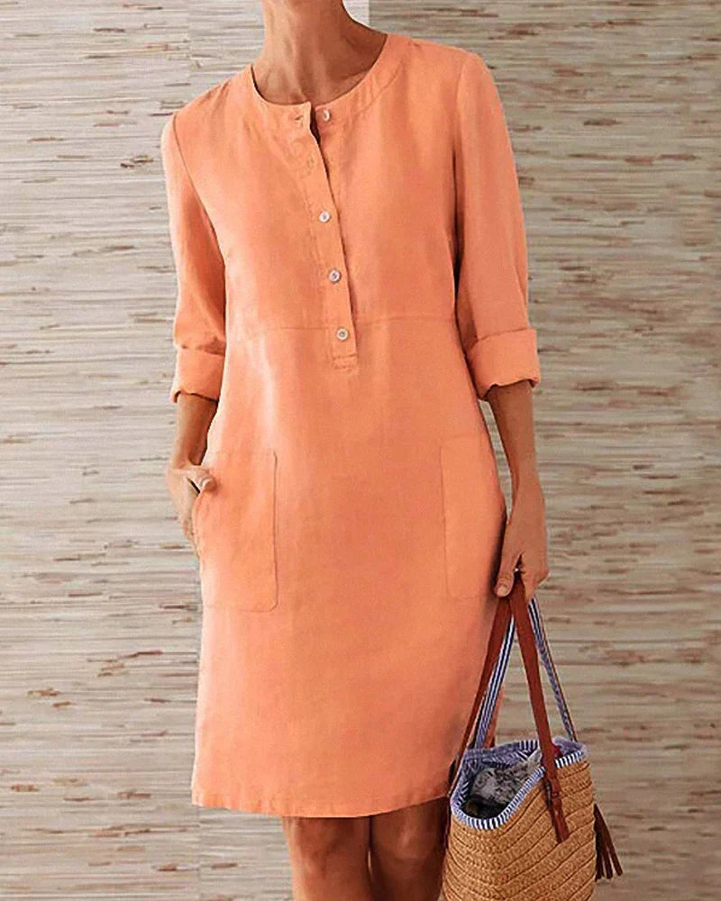 Elegant autumn dress with button placket – Allegra