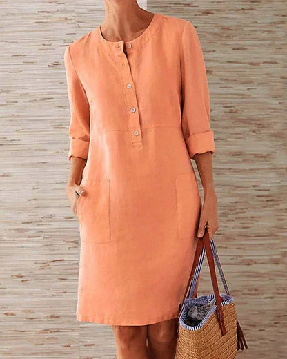 Elegant autumn dress with button placket – Allegra