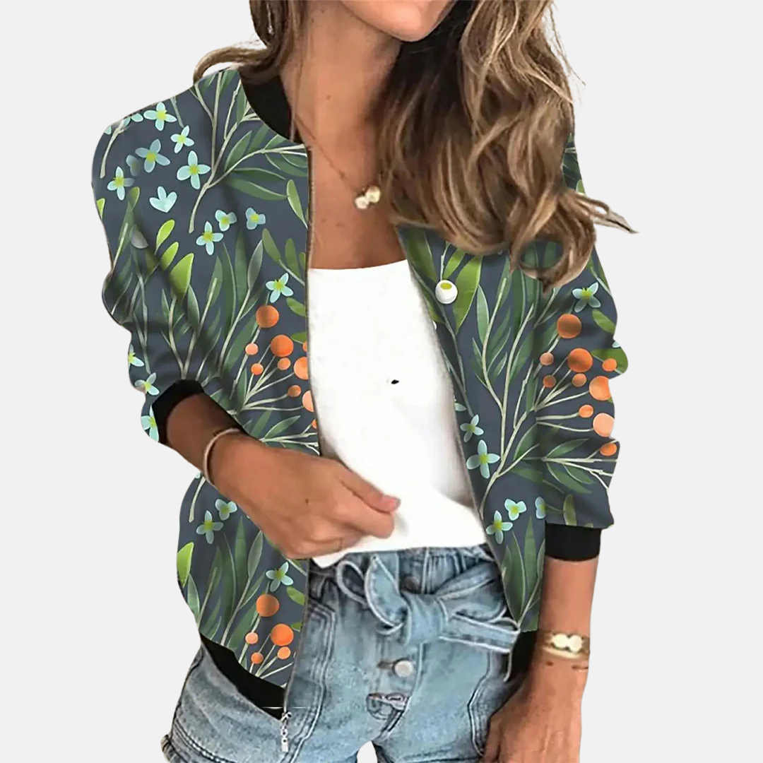 Ladies Retro Bomber Jacket with Print – Zoë