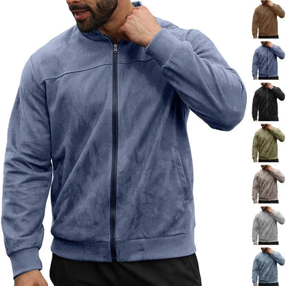 Man in the blue zip jacket with his hand at the collar, plus colour option thumbnails 6