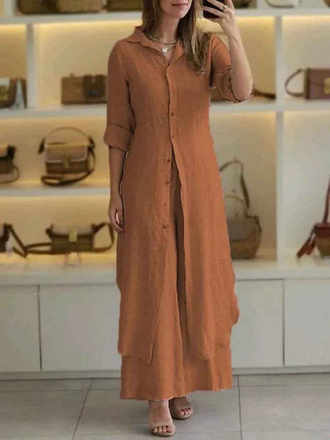 Two-piece women's autumn linen set – Amaya