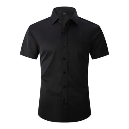 Black version of the shirt from the front, with dark buttons and pointed collar 4