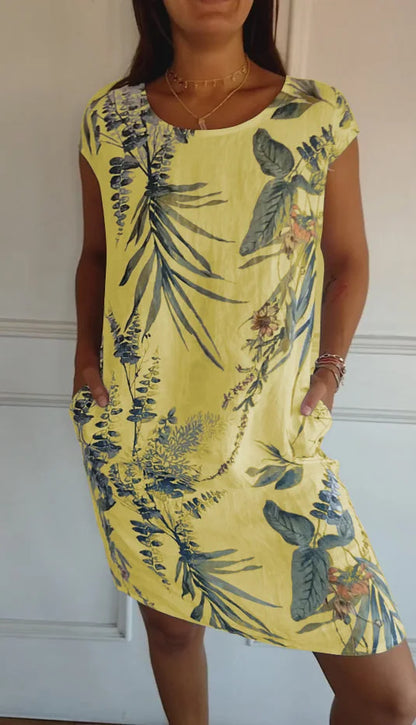 Printed dress with round neckline – Eveline