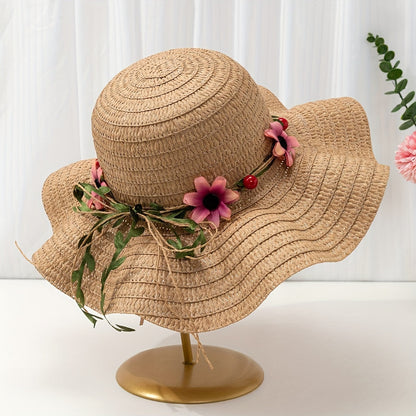 Ladies' summer straw hat with flower and fruit details – Solène