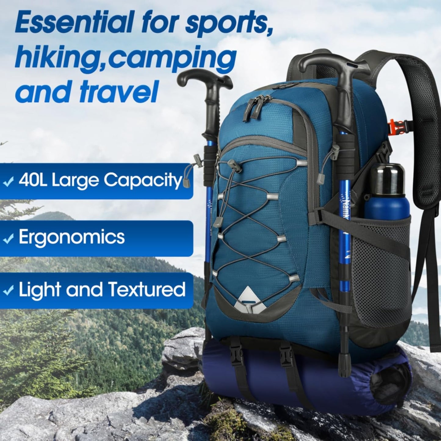 40L waterproof hiking and camping backpack – lightweight & foldable – 2 for the price of 1