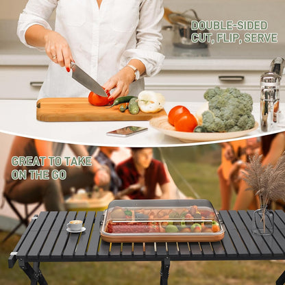 Bamboo charcuterie platter with a lockable clear lid – Savorya