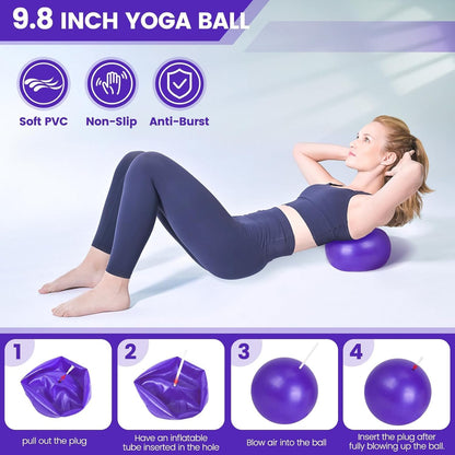 9-piece Pilates set for home use with ring, ball, resistance bands and non-slip socks