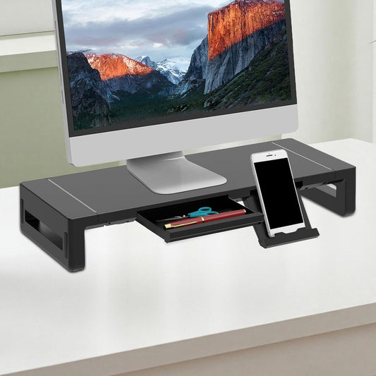 Height-adjustable monitor stand with drawer – Stravon