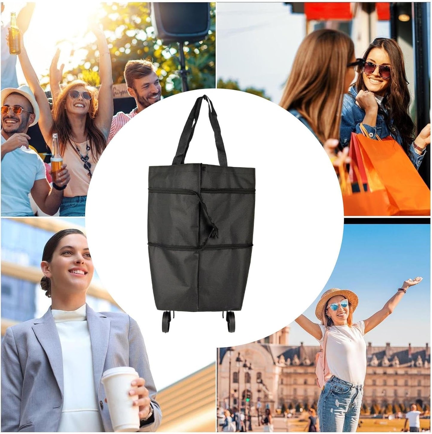 Large Foldable Shopping Bag with Wheels, Reusable Shopping Bag (1+1 FREE) – Veytra