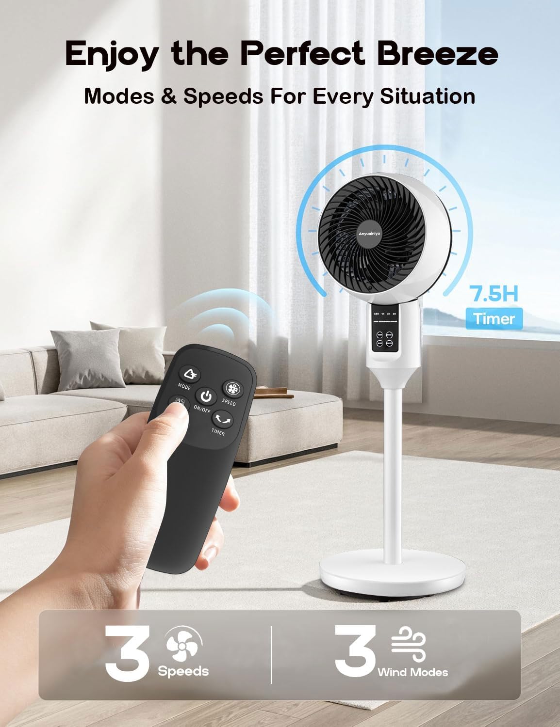 Adjustable pedestal fan with 3D oscillation – Aerion
