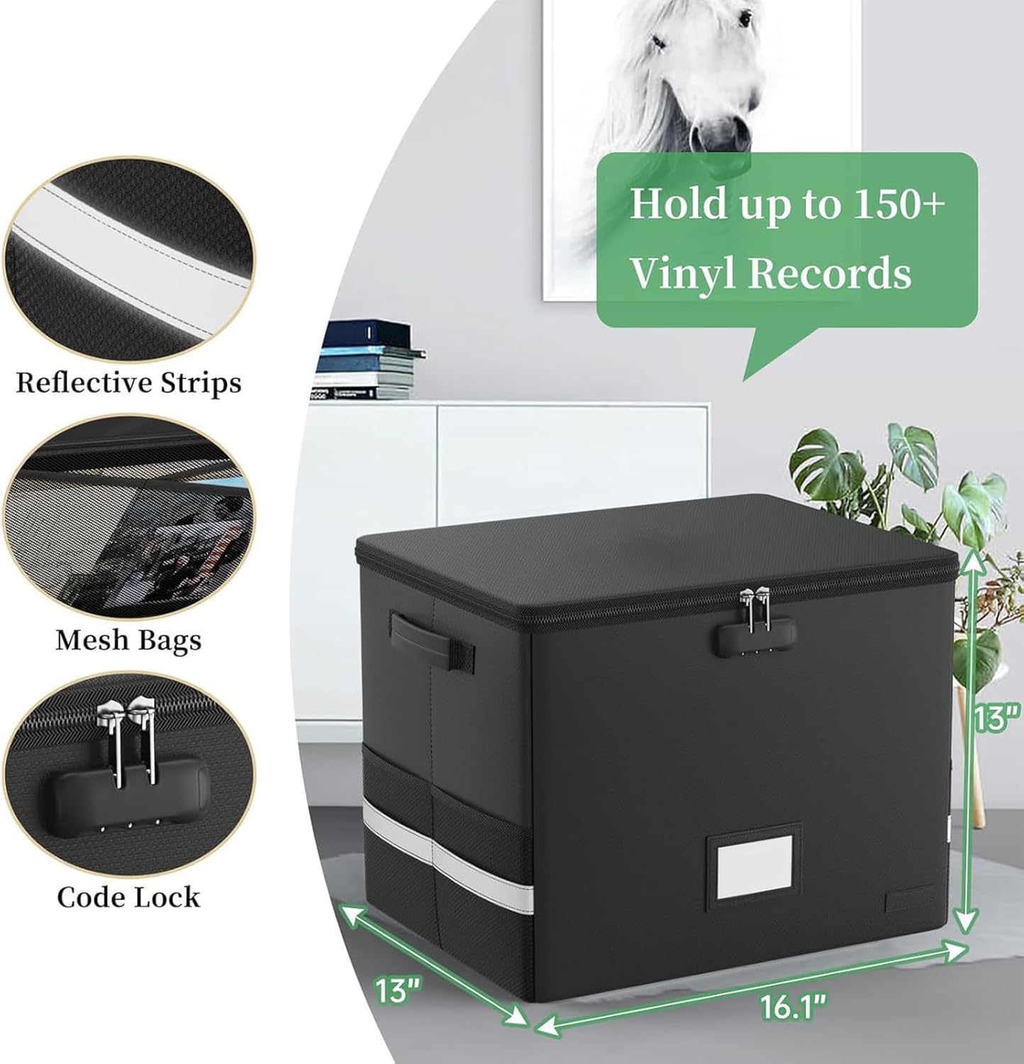 Fireproof storage case for vinyl records – waterproof organiser for 150+ 12-inch records – Arcion
