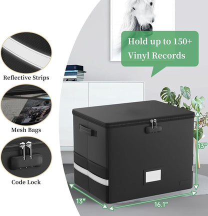 Fireproof storage case for vinyl records – waterproof organiser for 150+ 12-inch records – Arcion