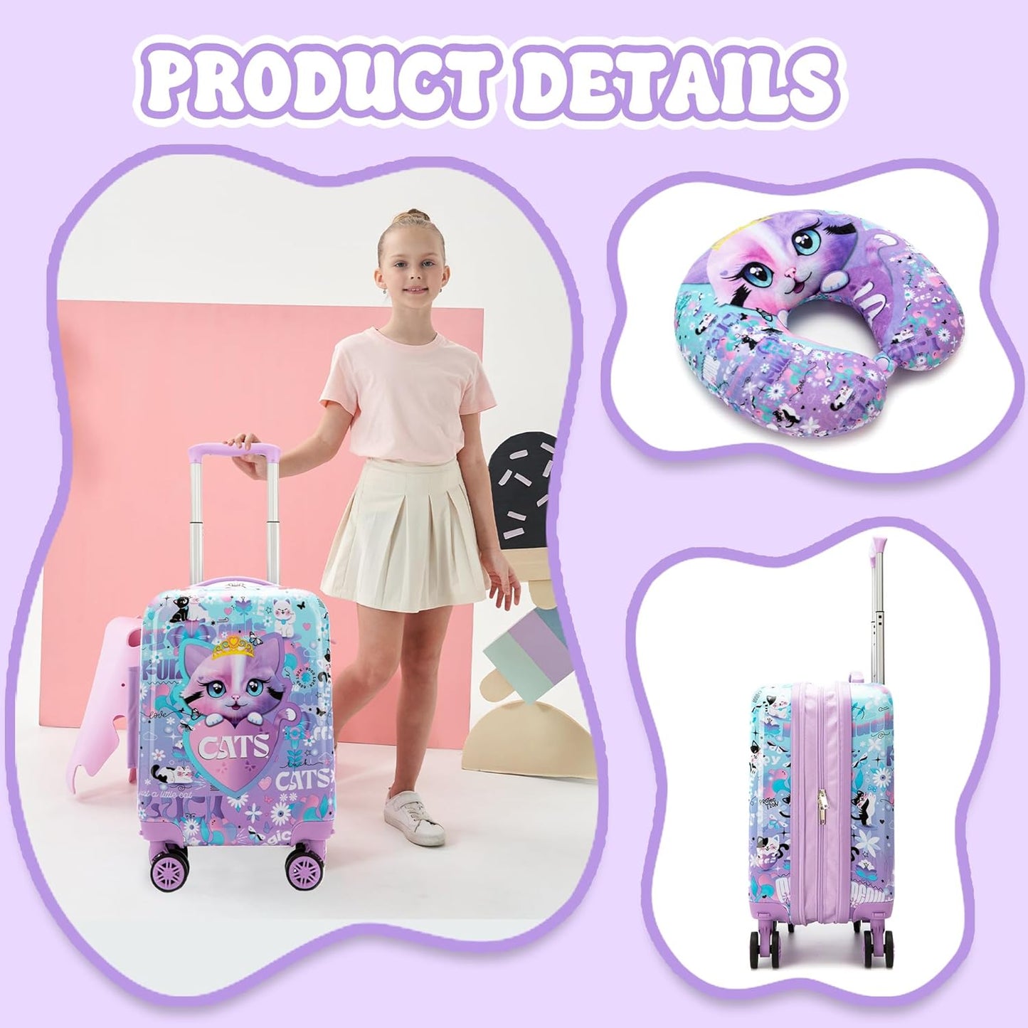 Kids' hard-shell cabin luggage set with spinner wheels – Game Day