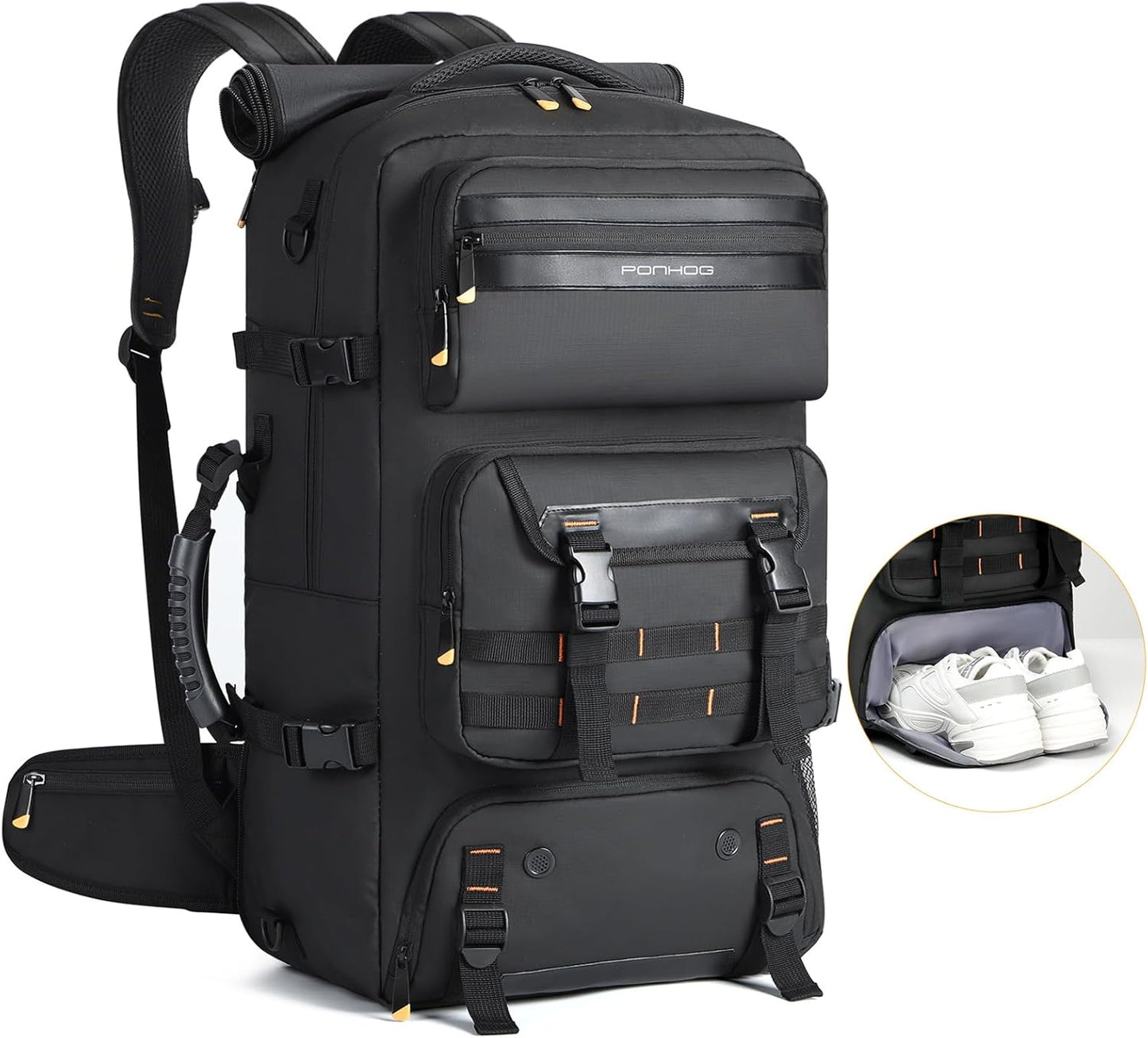 50L flight-ready convertible travel rucksack with shoe compartment and USB port