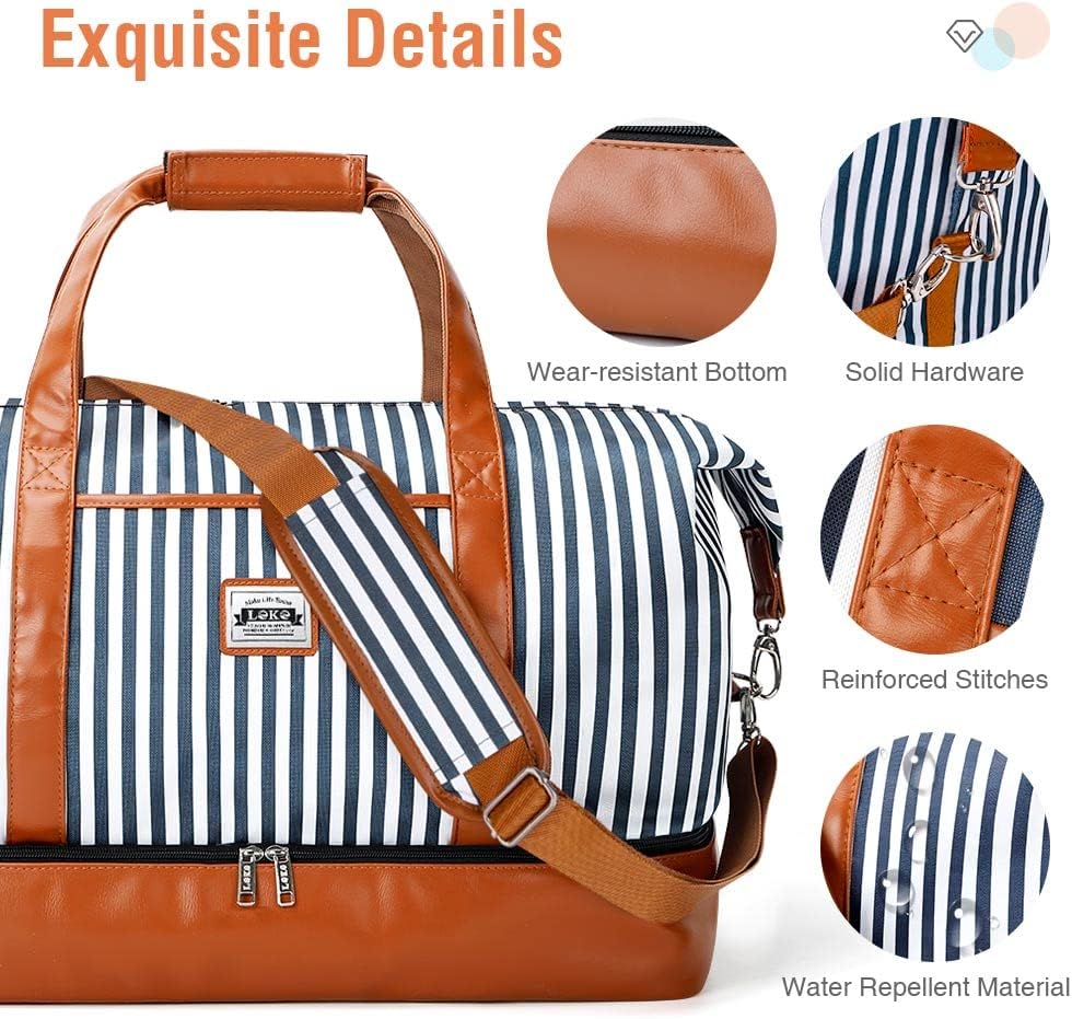 50L waterproof weekend duffel bag with toiletry bag and shoe compartments