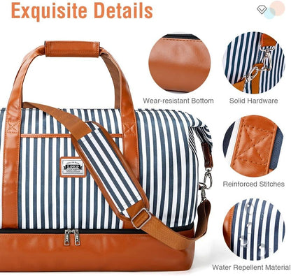 50L waterproof weekend duffel bag with toiletry bag and shoe compartments