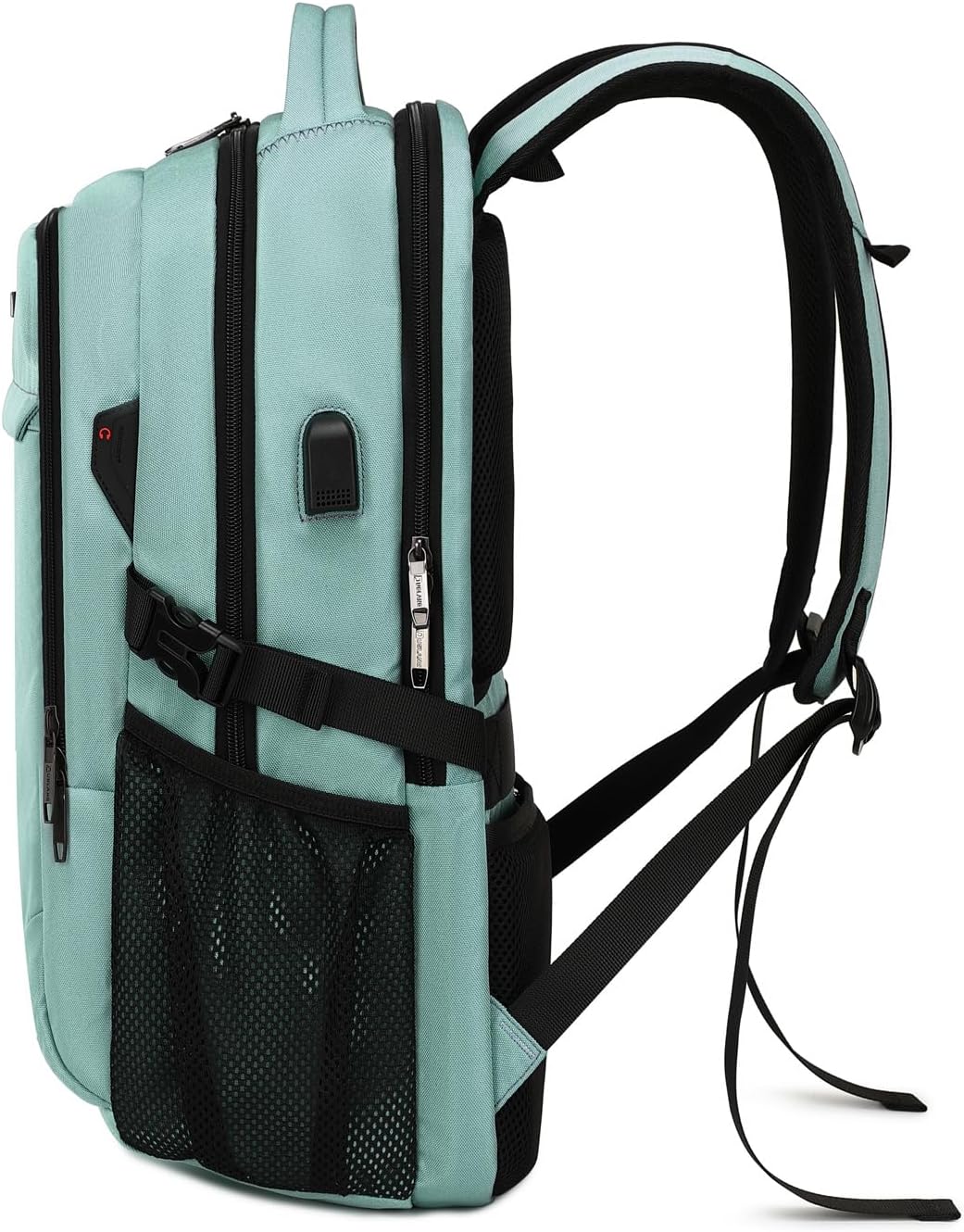 Waterproof travel laptop backpack with USB port and organised storage