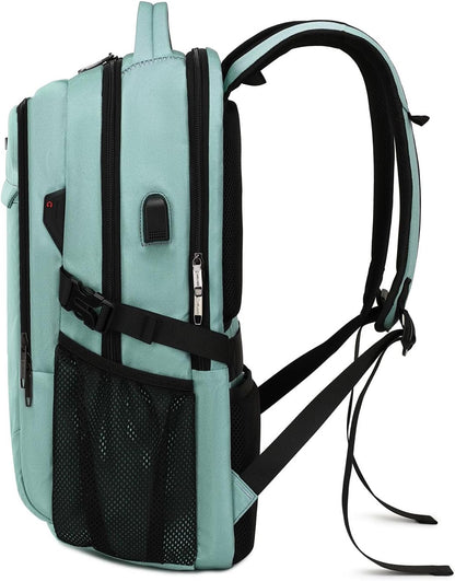 Waterproof travel laptop backpack with USB port and organised storage