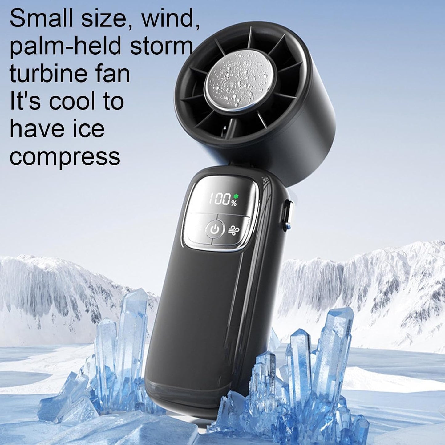 Portable, foldable hand-held fan with LED display, 100 speed settings