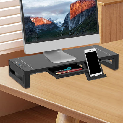 Height-adjustable monitor stand with drawer – Stravon