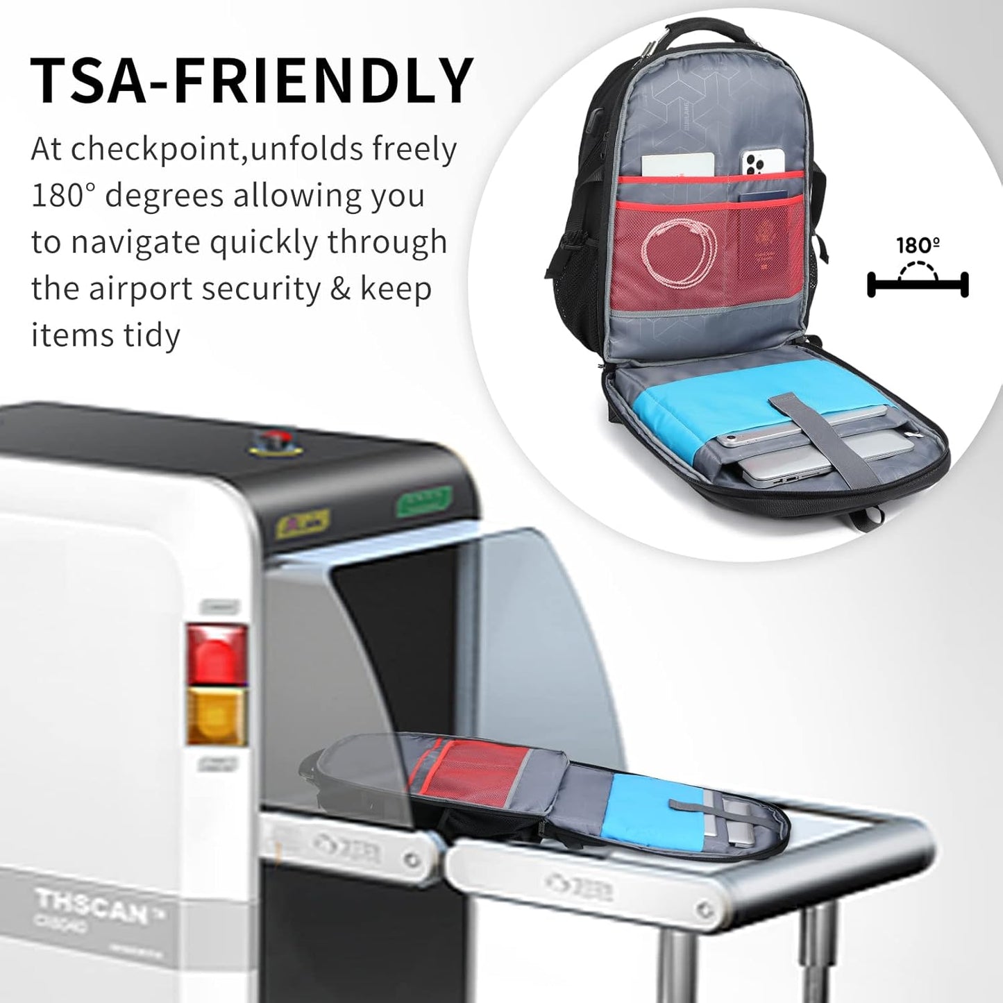 50L waterproof extra-large travel laptop backpack with USB port