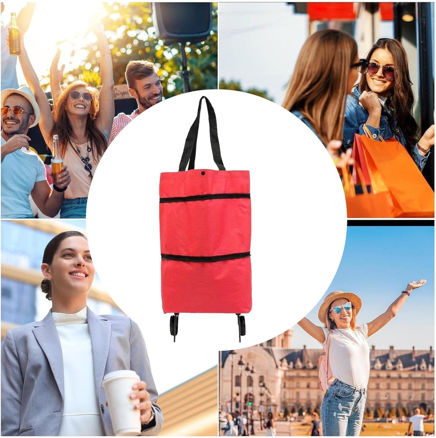 Large Foldable Shopping Bag with Wheels, Reusable Shopping Bag (1+1 FREE) – Veytra