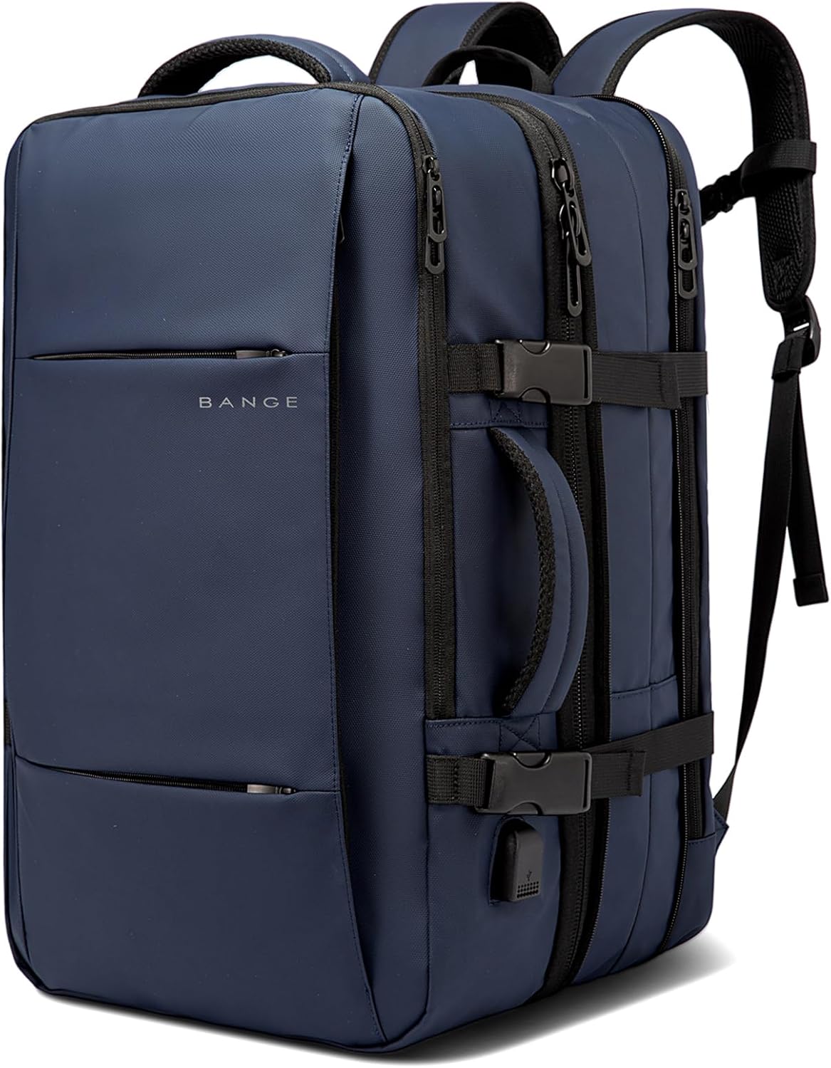 Expandable 26–45 L waterproof travel backpack with laptop compartment and duffel option.