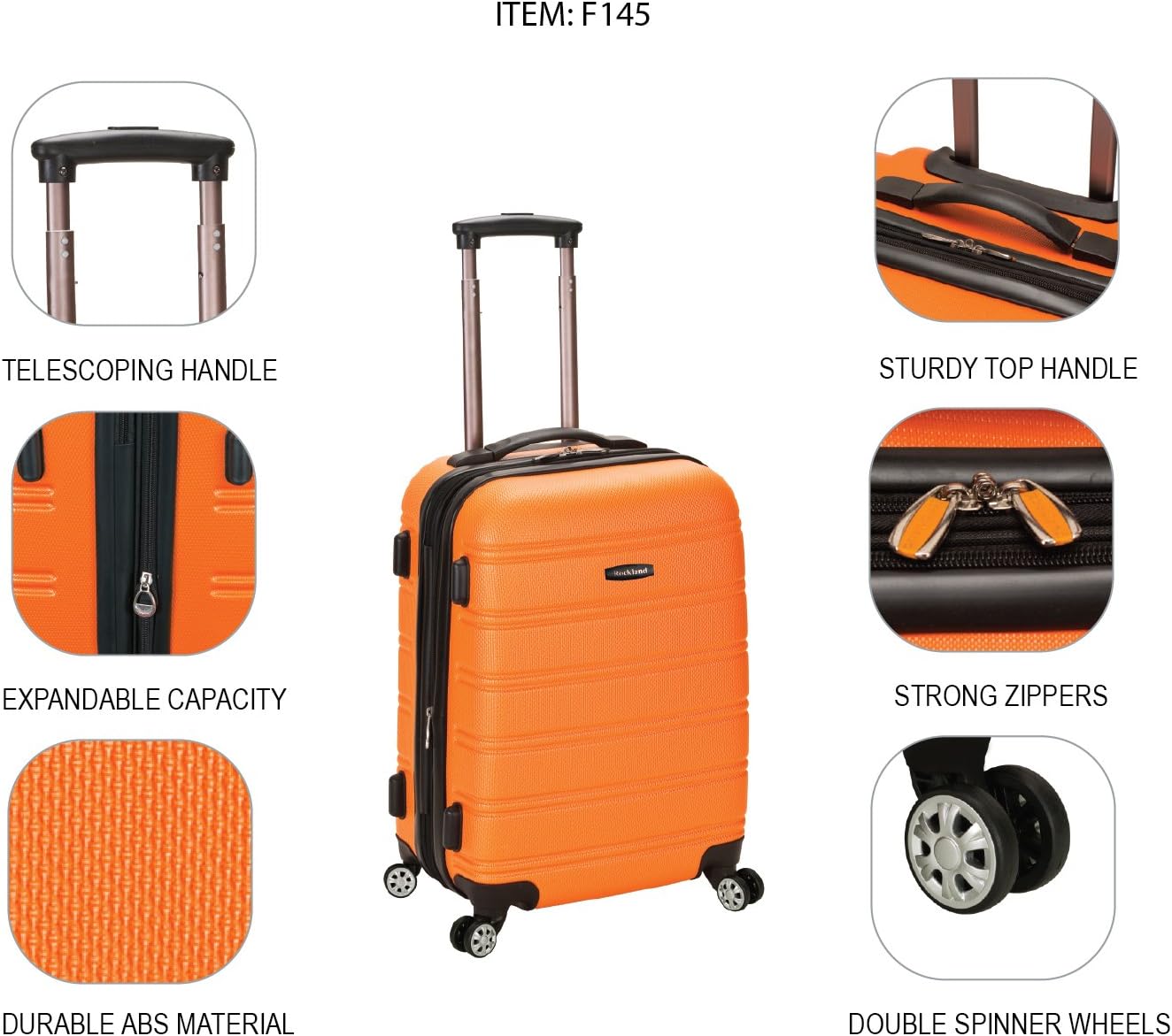 Lightweight expandable hard-shell suitcases with twin spinner wheels