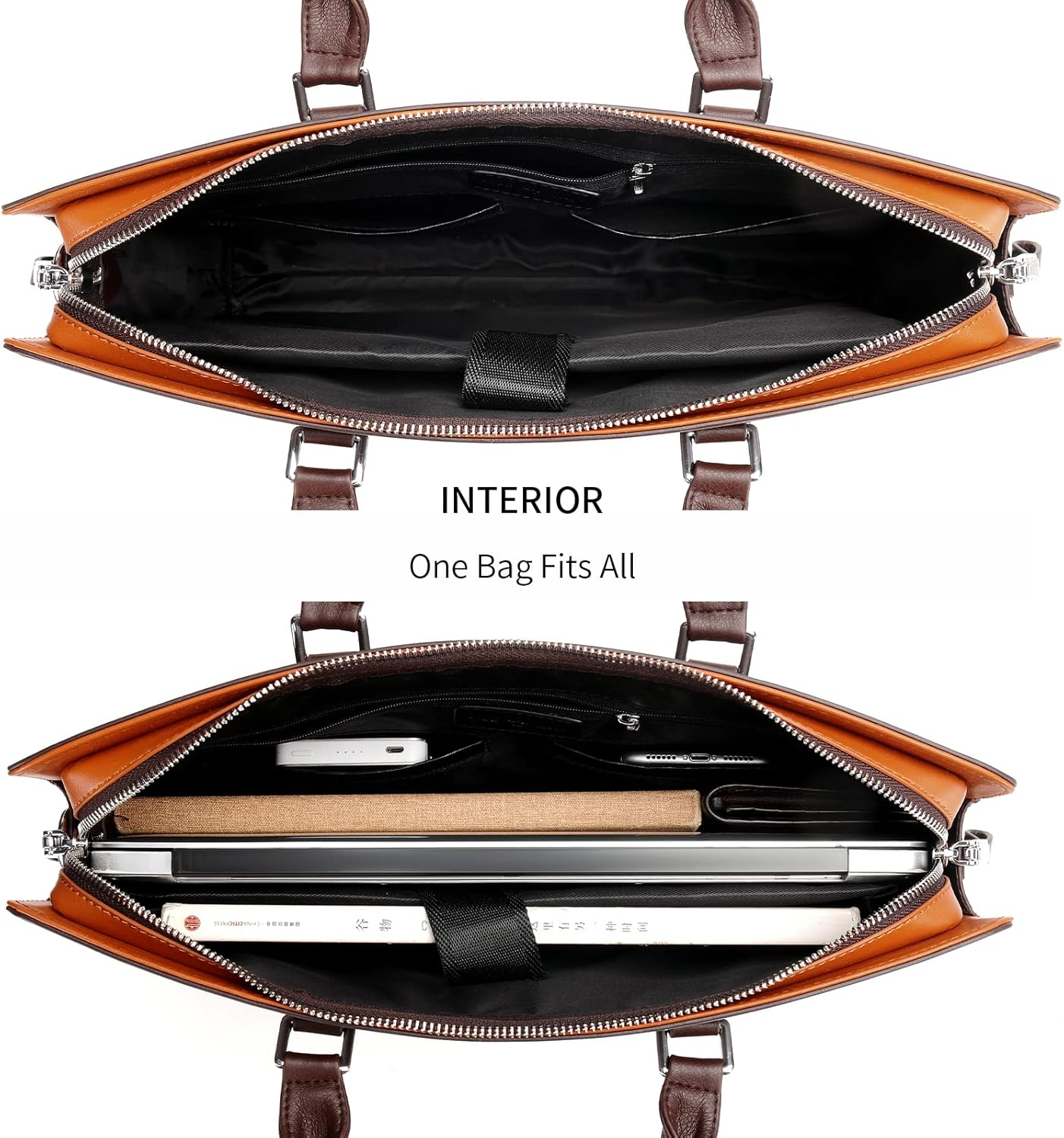 Genuine leather multi-compartment business laptop bag for professionals