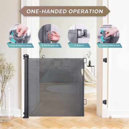 Retractable mesh child safety gate with self-closing mechanism – Kivora