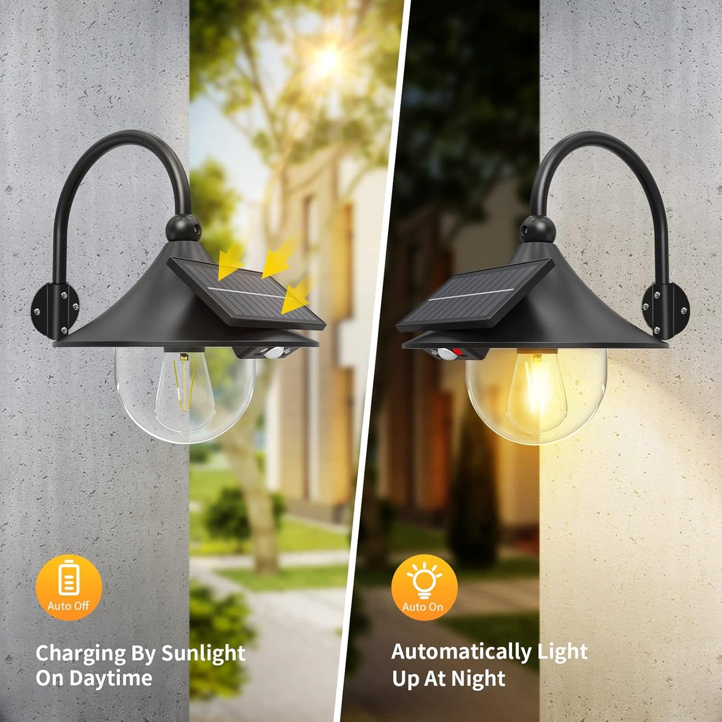 Solar motion sensors for barn walls with 3 modes and flex-arm design (pack of 2) – Halden