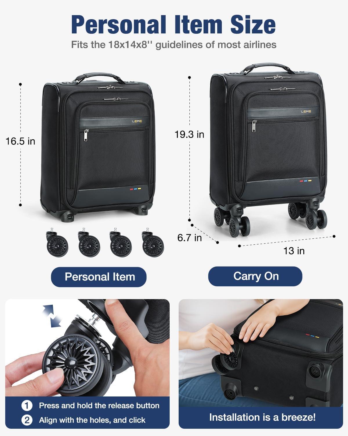 Soft, expandable cabin suitcase with wheels – lightweight & airline-approved