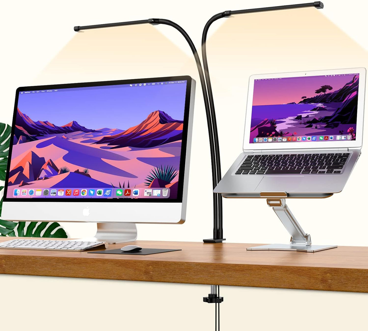 77-LED clip-on desk lamp with 70 cm flexible gooseneck – Ravien