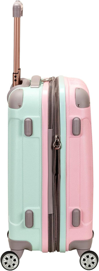 Lightweight expandable hard-shell suitcases with twin spinner wheels