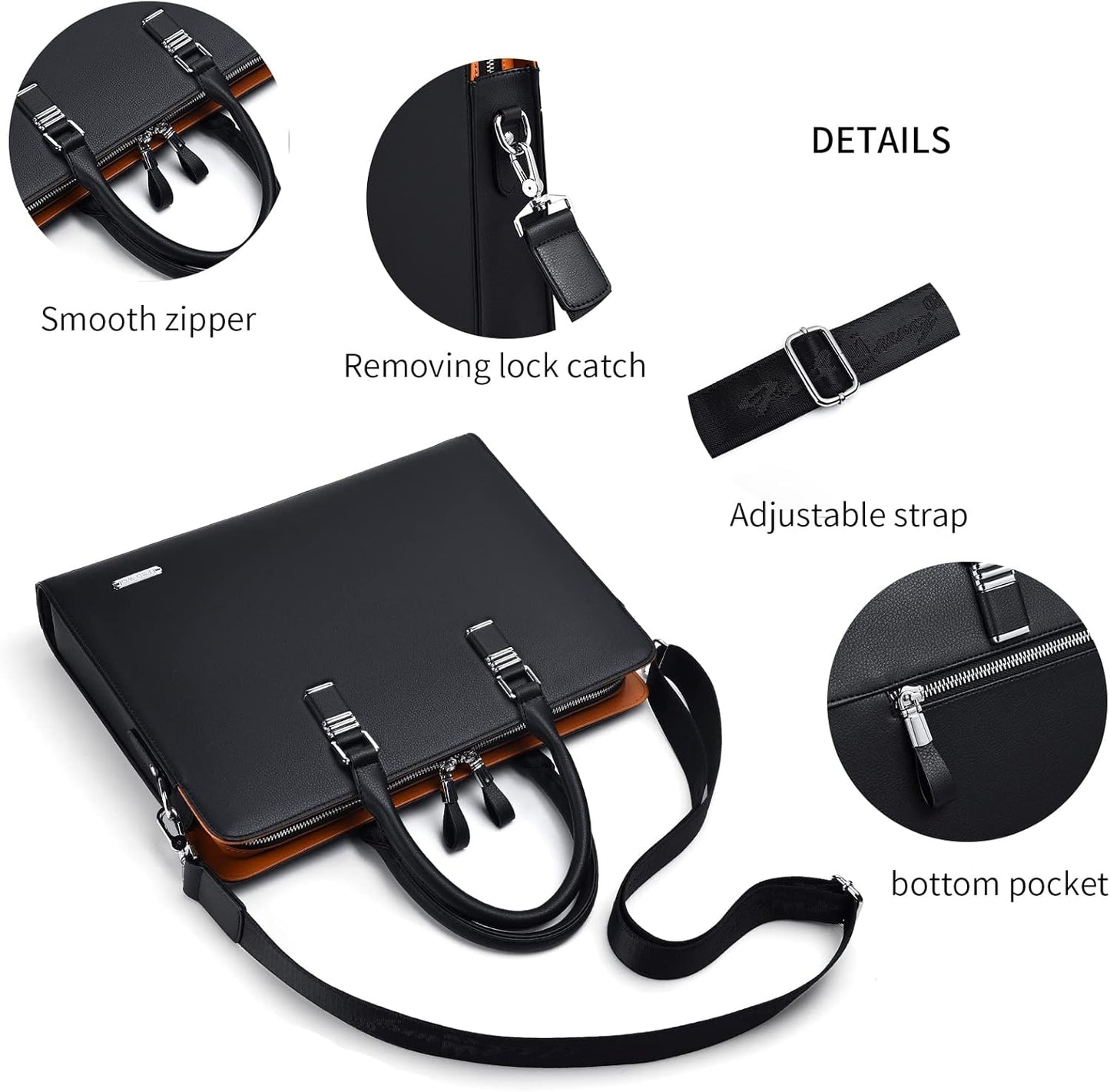 Genuine leather multi-compartment business laptop bag for professionals