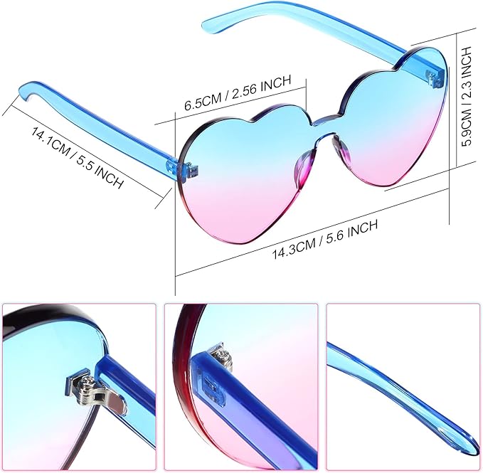 Trendy heart-shaped sunglasses without a frame in a transparent look - HeartBlitz