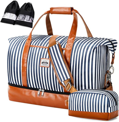 50L waterproof weekend duffel bag with toiletry bag and shoe compartments