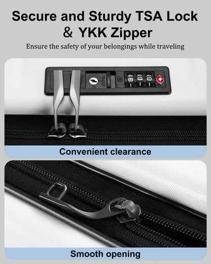 Expandable hard-shell suitcase with front compartment and TSA lock.