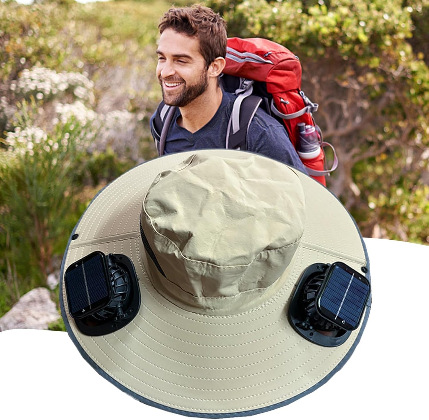 Solar-powered fan cooling hat with UV protection – Solvoro