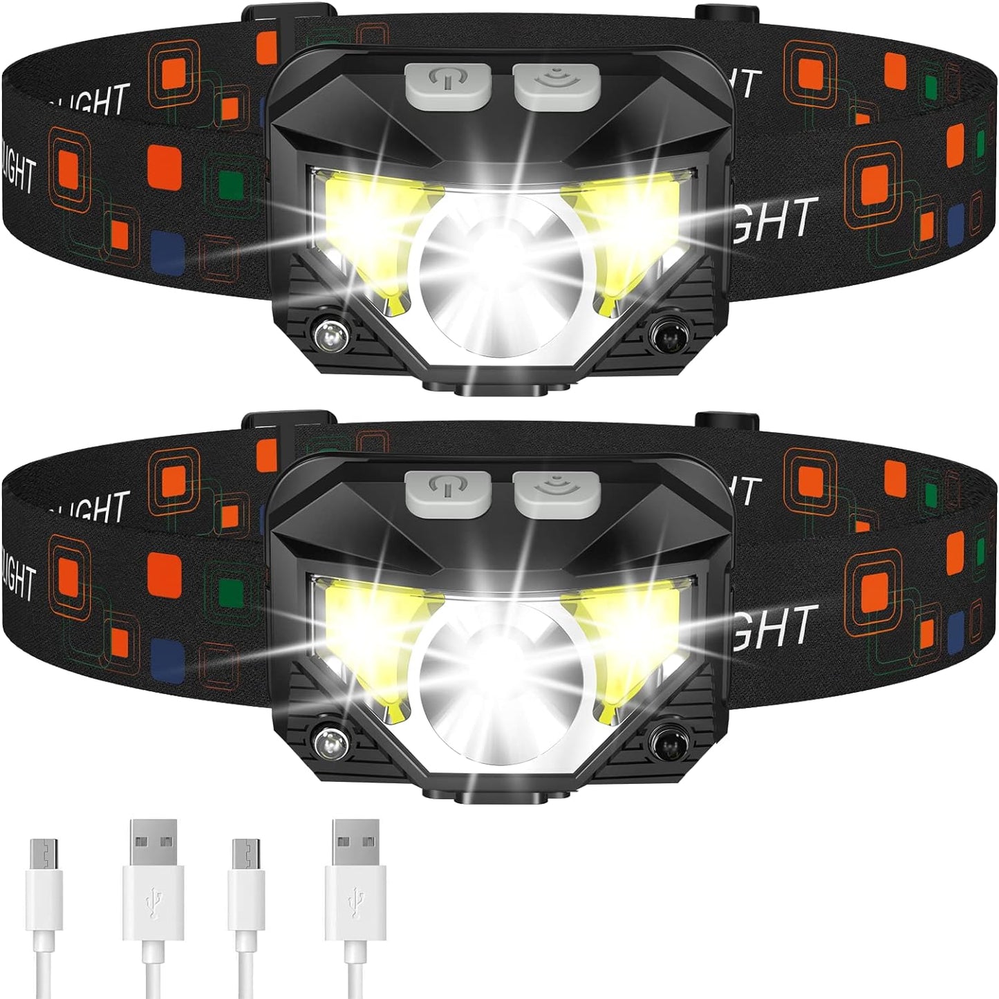 2-Pack Ultra-Bright Rechargeable LED Headlamp with Motion Sensor – Lumivor