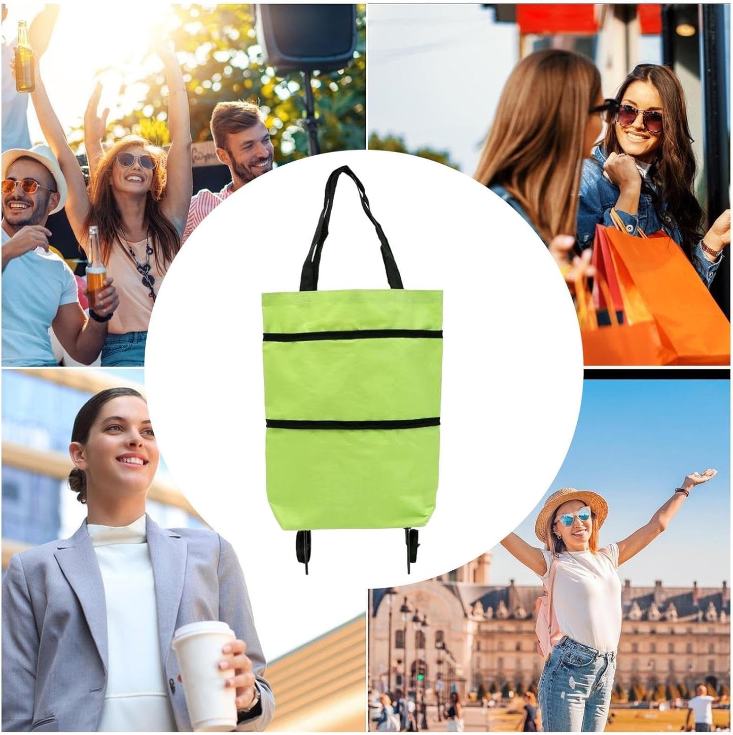 Large Foldable Shopping Bag with Wheels, Reusable Shopping Bag (1+1 FREE) – Veytra