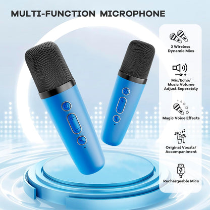 Portable mini karaoke machine with Bluetooth speaker and 2 wireless microphones – Veylo