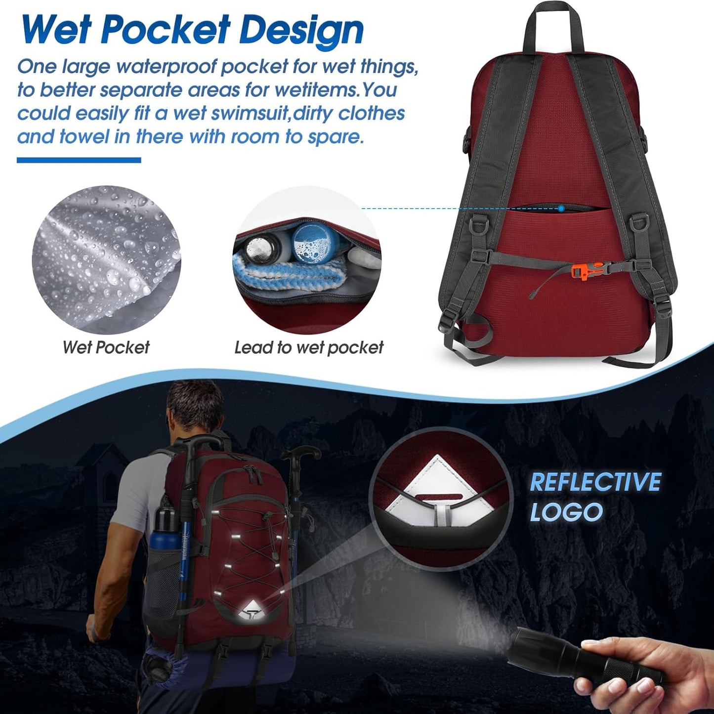 40L waterproof hiking and camping backpack – lightweight & foldable – 2 for the price of 1