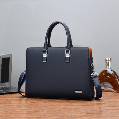Genuine leather multi-compartment business laptop bag for professionals