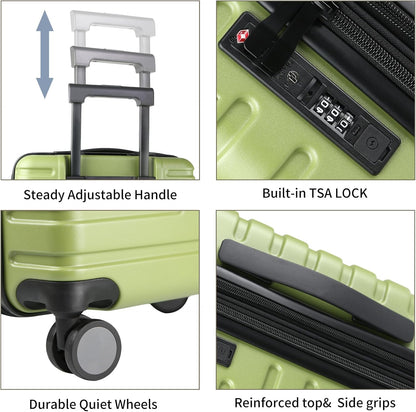 Extendable hard-shell suitcase with spinner wheels and TSA lock.
