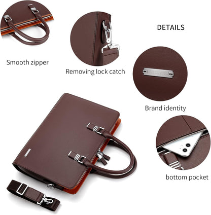 Genuine leather multi-compartment business laptop bag for professionals