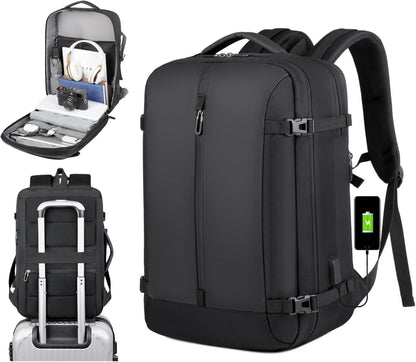 40L expandable waterproof travel backpack with USB port & 17" laptop compartment – AirVoyage