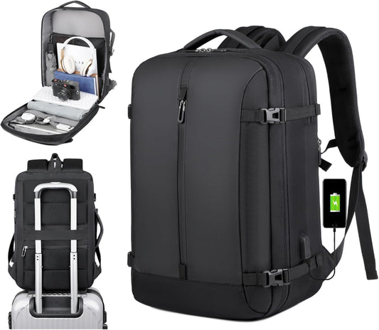 40L expandable waterproof travel backpack with USB port & 17" laptop compartment – AirVoyage